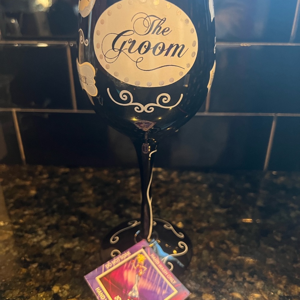 Lolita wine glass Groom inspired theme, new, in box